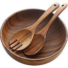 Acacia Wooden Bowl and Servers Set 9.5 Inchs Salad Server