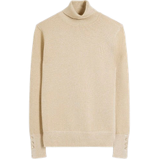 Ribbed Jumpers River Island Glitter Roll Neck Top - Cream