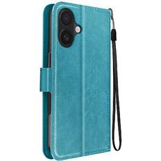 Turquoise Wallet Cases Mayaxess Mayaxess Case for iPhone 16 Plus Wallet with Strap Turquoise