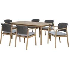 Kettler Freeport 6-Seater Rectangular Garden Table & Chairs Grey Patio Dining Set