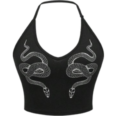 Shein Plus Snake Printed Sleeveless Halter Tank Top