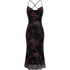 Shein Kleid mit Blumenmuster-Allover-Muster und drapiertem Ausschnitt für Große Größen