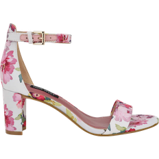 Nine West Pruce Round Toe Block Heel Dress Sandals - Pink Tea Party Floral Multi