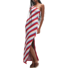 Topshop Knitted Stripe One Shoulder Maxi Dress - Multi