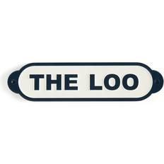 Dunelm Heart and Soul THE LOO Plaque White/Navy Blue Wall Decor 26x6.5cm