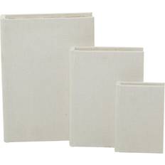 White Small Boxes Deco 79 Linen Decorative Set of 3 12" 9" 6" 6" H Small Box 22cm 3pcs