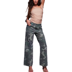 River Island Petite Camo Print Relaxed Straight Jean - Khaki