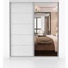 Möbel imoebel24 Schwebetürenschrank 183 cm Weiss Kleiderschrank 183x218cm