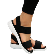 Shein Women Double Band Sport Sandals, Sporty Summer Black Fabric Sandals