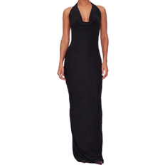 PrettyLittleThing Soft Touch Cowl Neck Twist Back Detail Maxi Dress - Black