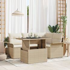 Havemøbler vidaXL 5-Delt Have Sofa Sæt Med Puder Beige Poly Rattan Loungesæt