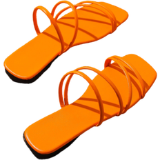 Shein Women's Trendy Solid Orange Color Minimalist Slides, Chic And Simple