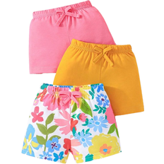 Shein 3pcs/Set Baby Girls' Romantic Floral Printed Top And Pure Colored Shorts