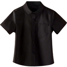 Shein Tween Boy Black Short Sleeve Casual Shirt For Summer