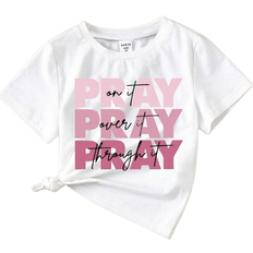 Shein Young Girls' Letter Printed Round Neck T-Shirt