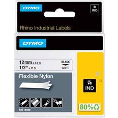 Dymo tape 12 mm DYMO Rhino Flexible Nylon Tape Black on White