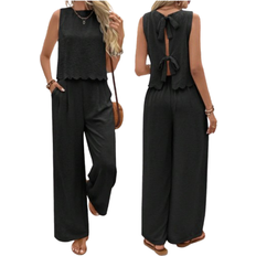 Shein Schlichtes und einfaches Set für Frauen aus ärmellosem Top und langen Hosen für den Alltag
