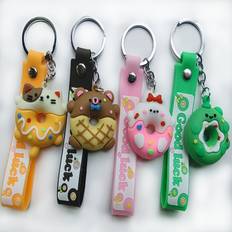 Temu Cute Animal Donut Keychains - Silicone Material