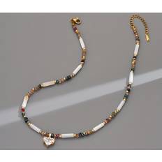 Temu Boho Chic Artificial Crystal Heart Necklace - Women