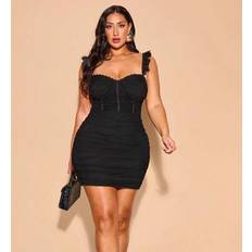 Shein Plus Size Women's Sexy Party Mini Dress - Mesh Ruched