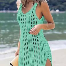 Saronger & Kimonos Temu Elegant Women's Crochet Beach Dress - V-neck