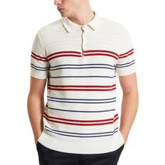 Ben Sherman S Polo Shirts Ben Sherman Herringbone Stripe Knitted Polo Shirt - Ivory