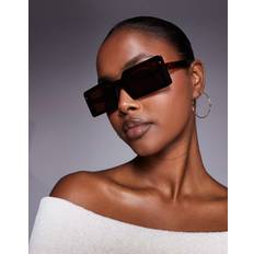 Square Frame Sunglasses - Brown Tort