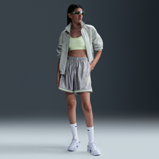 Silver - Women Shorts Nike Sportswear Women's Loose Mid-Rise Graphic Shorts - Grey