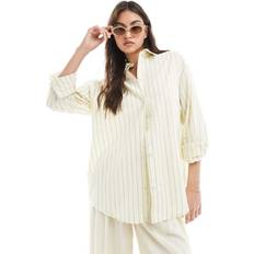 Pull&Bear Oversized Skjorte Med Kontraststriber - Gul