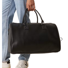 ASOS DESIGN smart faux leather weekend holdall bag in blackOne Size