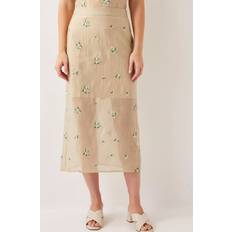 Gold Skirts Monsoon Sacha Floral Embroidered Sheer Midi Skirt - Gold
