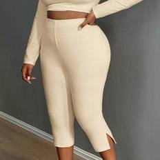 Shein Strumpbyxor & Stay-ups Shein Casual Elastisk Midja Every Day Stretchy Leggings - Beige