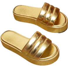 Gold platform shoes Shein Womens High Heel Platform Gold Sandals Gold Slippers Ladies Water Platform Slippers Holiday Leisure Womens Shoes Womens Gold Sandals