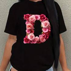 Shein Valentine's Day Gifts Crew T-Shirt - Unisex Rose/Letter