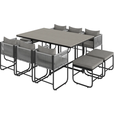 Plastic garden table and chairs OutSunny Rattan Set Patio Dining Set, 1 Table incl. 6 Chairs