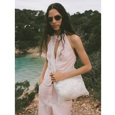Mango Sequinned Shoulder Bag - White