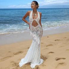 Venum Hollow Out Sexy See Through Dress - White