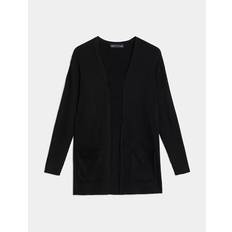 Marks & Spencer Clothing Marks & Spencer Long Cardigan Ladies Ribbed Longline With Pockets Black