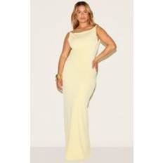 PrettyLittleThing Shape Lemon Boat Neck Twist Shoulder Cowl Back Maxi Dress - Lemon