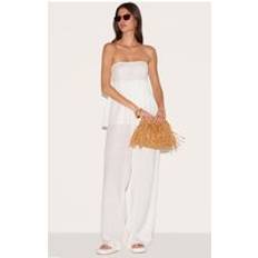 White Jumpsuits & Overalls PrettyLittleThing Bandeau Peplum Detail Jumpsuit - White