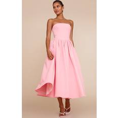 PrettyLittleThing Woven Bandeau Ruched Skater Midaxi Dress - Pink
