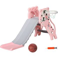 Playground Aiyaplay Kids Slide with Basketball Hoop for 18-36 Months Pink