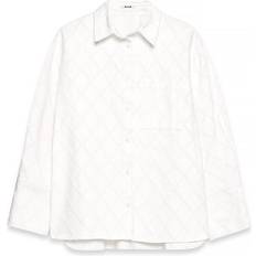 NA-KD Denim Shirt with Ripped Details - Natural White