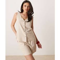 JDY Beige Shorts Med Knytning I Midjan Av Linnemix Del Av Set - Naturlig