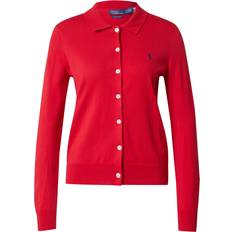 Polo Ralph Lauren Red Cardigans Polo Ralph Lauren Collared Button Front Cardigan With Logo - Red