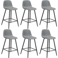 Padded Seat Bar Stools tectake Willow Set of 6 Bar Stool