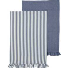 Dunelm Set of 2 Linford Tea Towels - Kitchen Towel White, Blue (70x50cm)
