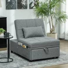 Homcom Armchairs Homcom Four-In-One Single Sleeper Chair Light Grey Armchair