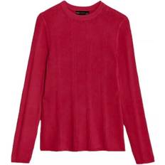 Ladies Knitted Fitted Long Sleeve Top - Ribbed Crew Neck