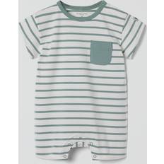Organic Playsuits Children's Clothing Polarn O. Pyret Striped Baby Romper - Green